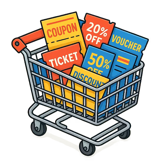 Shopping cart with discount coupons