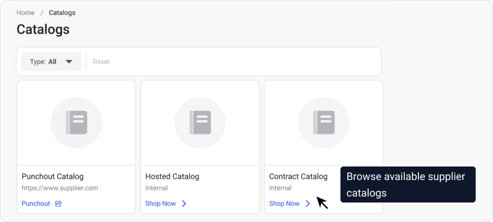Catalog Buying Step 1: Select supplier