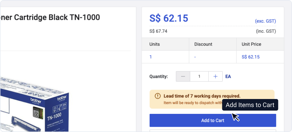 Catalog Buying Step 2: Add Items to Cart
