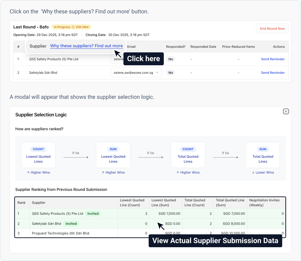 BAFO Supplier Selection Logic