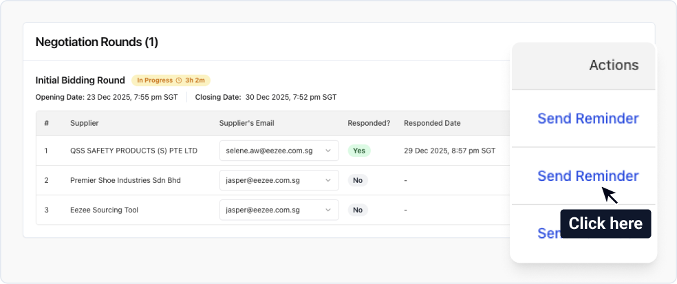 Supplier Reminder Feature
