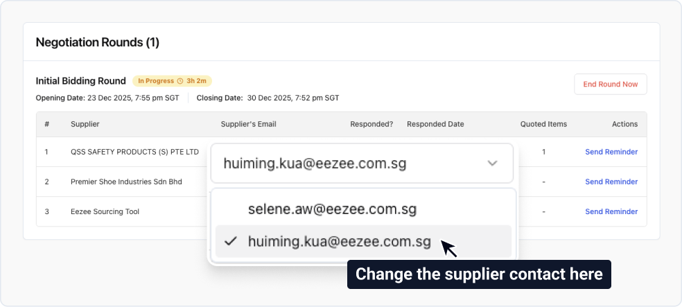 Update Supplier Contact