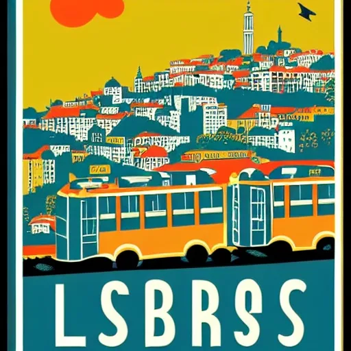 Stable Diffusion 1.5: Mid-Century Travel Poster, seed 1111