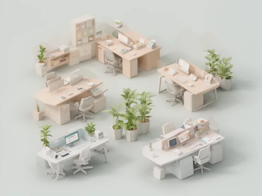 FLUX.2: Isometric Office, seed 2222