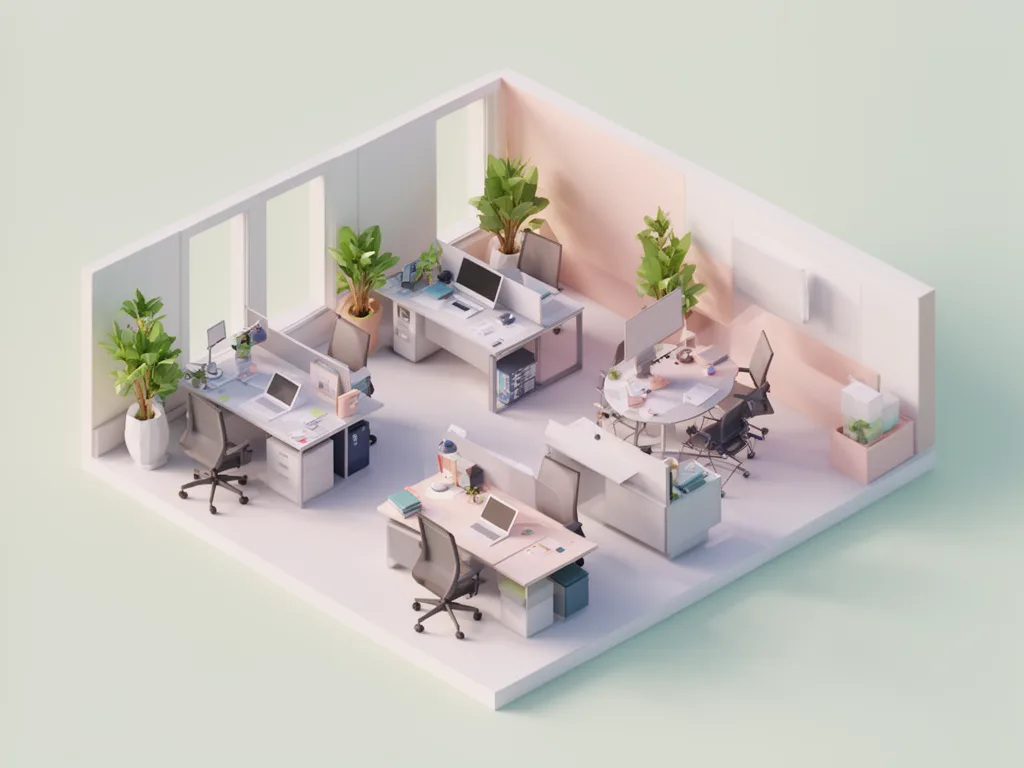FLUX.2: Isometric Office, seed 3333