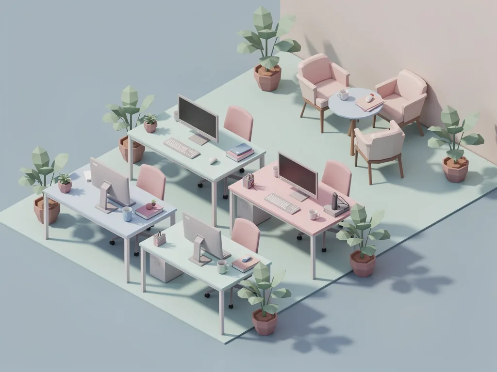 FLUX.2 [pro]: Isometric Office, seed 3333