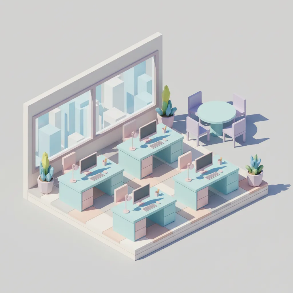 Gemini 2.5 Flash Image: Isometric Office, sample 3