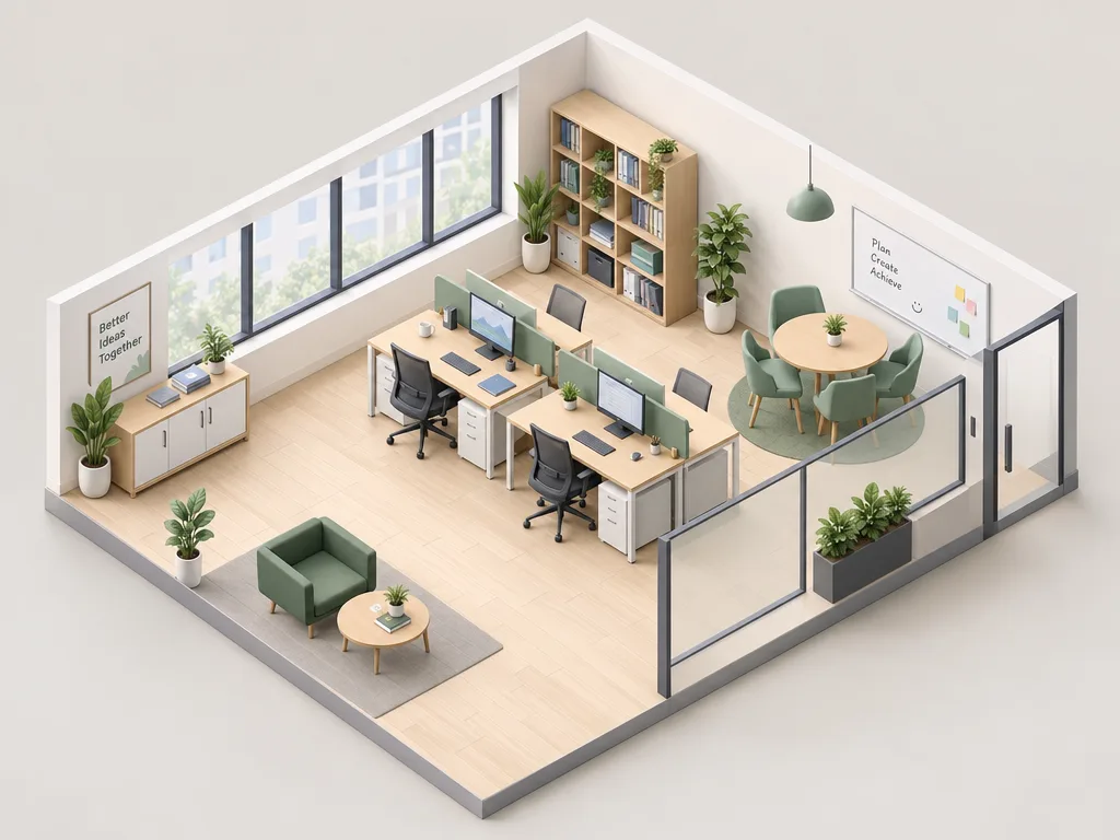 GPT Image 2.5 Flare: Isometric Office, sample 1