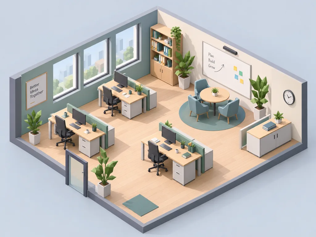 GPT Image 2.5 Flare: Isometric Office, sample 2