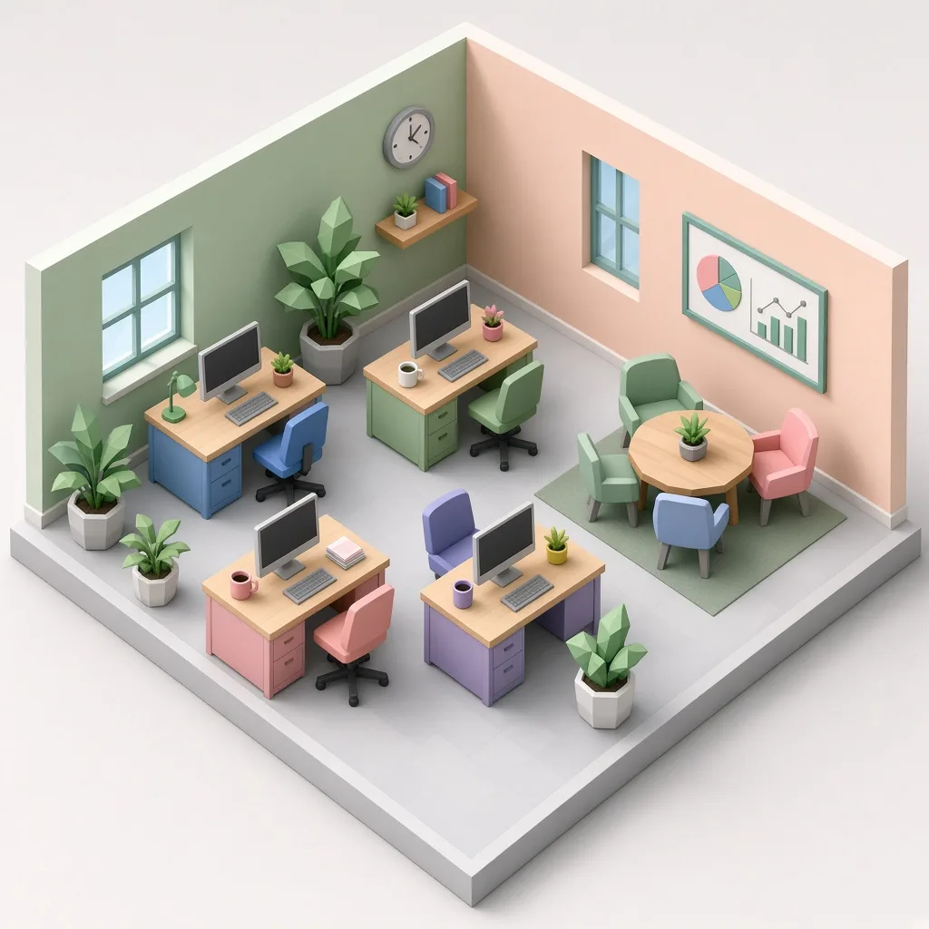Grok Imagine Image 2.0: Isometric Office, sample 3