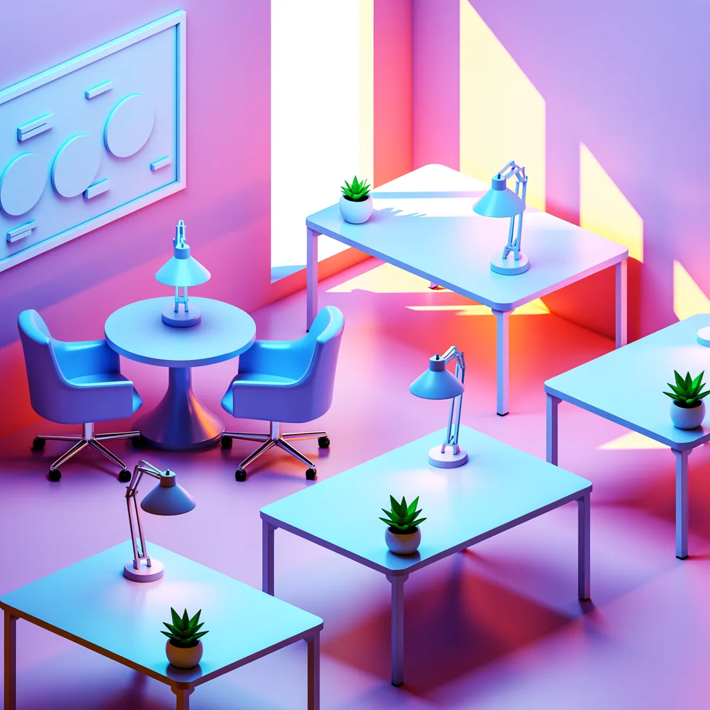 Ideogram 3.0: Isometric Office, seed 2222