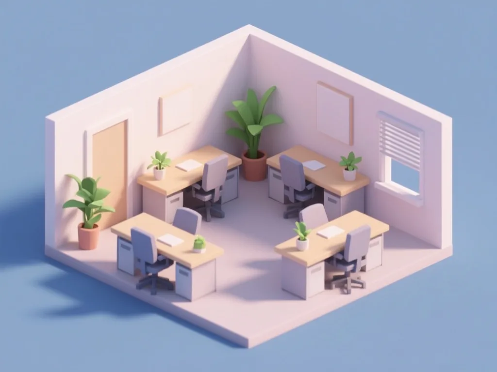 Qwen-Image: Isometric Office, seed 1111