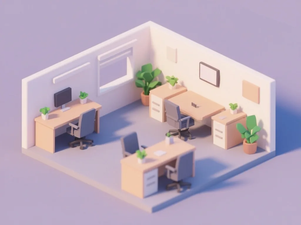 Qwen-Image: Isometric Office, seed 2222