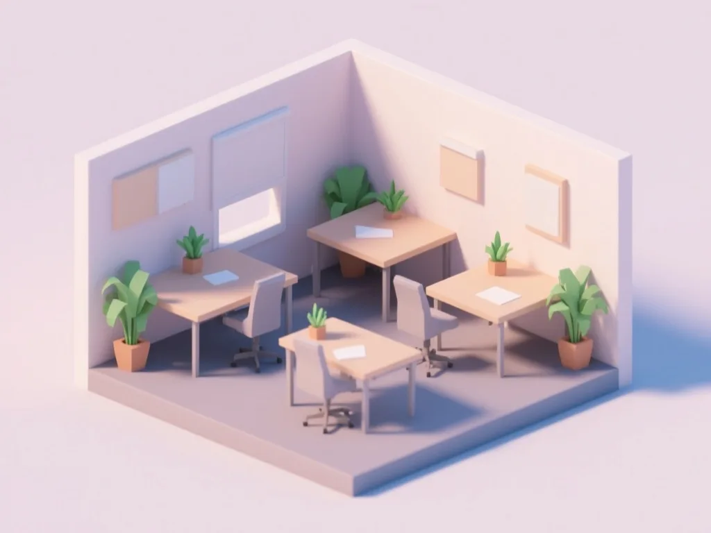 Qwen-Image: Isometric Office, seed 3333