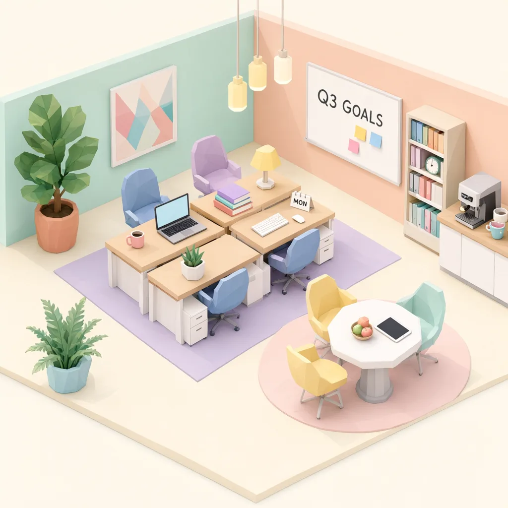 Qwen Image 3.0: Isometric Office, seed 1111