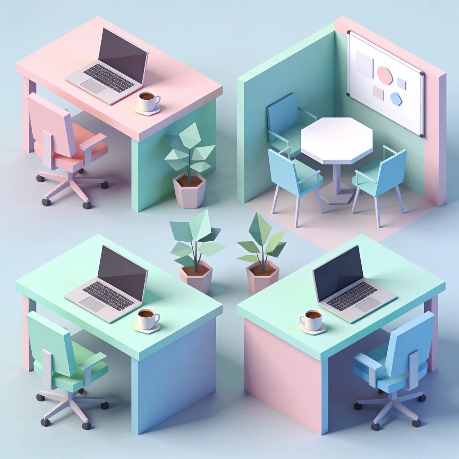 Seedream 4.5: Isometric Office, seed 1111