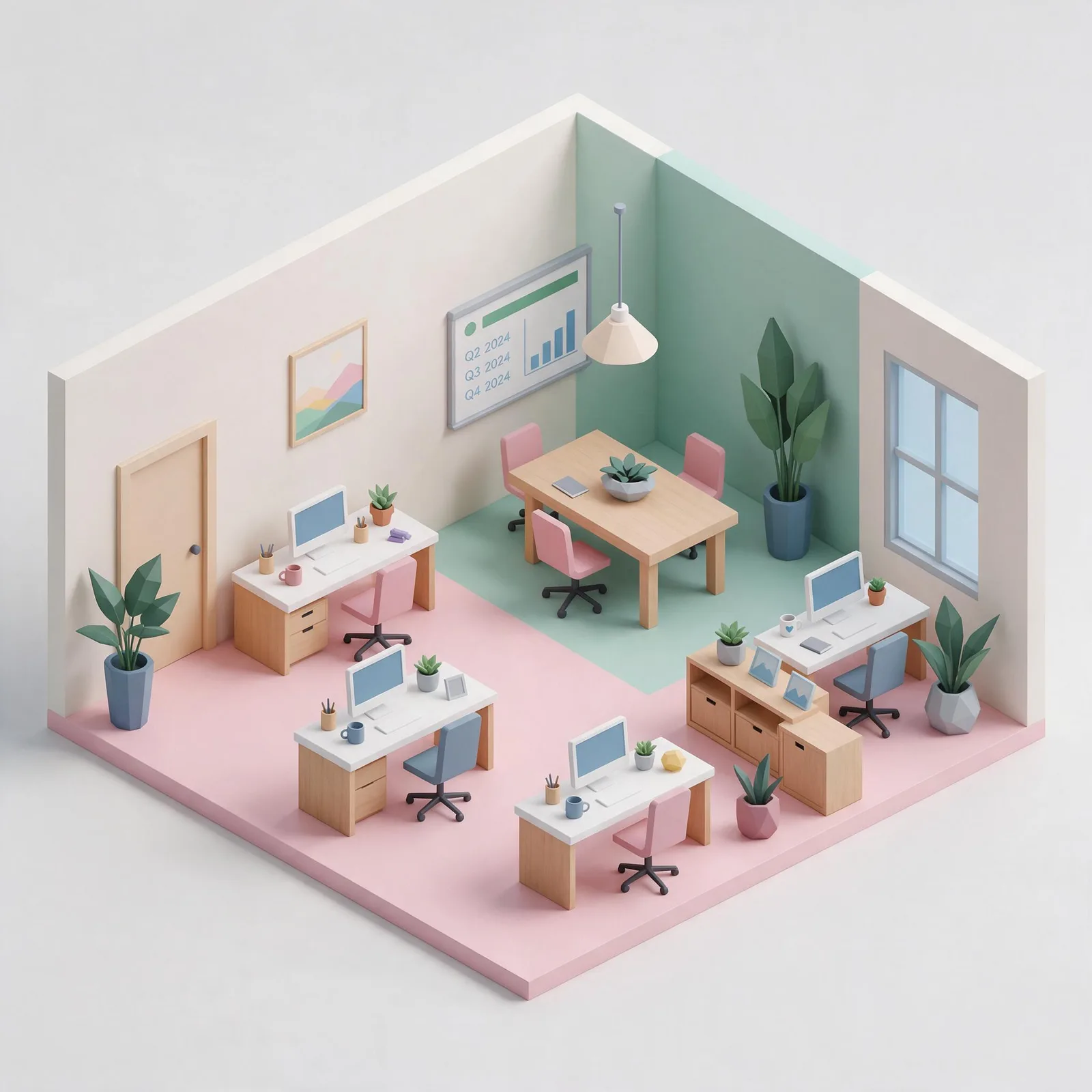Seedream 5.0 Pro: Isometric Office, seed 1111