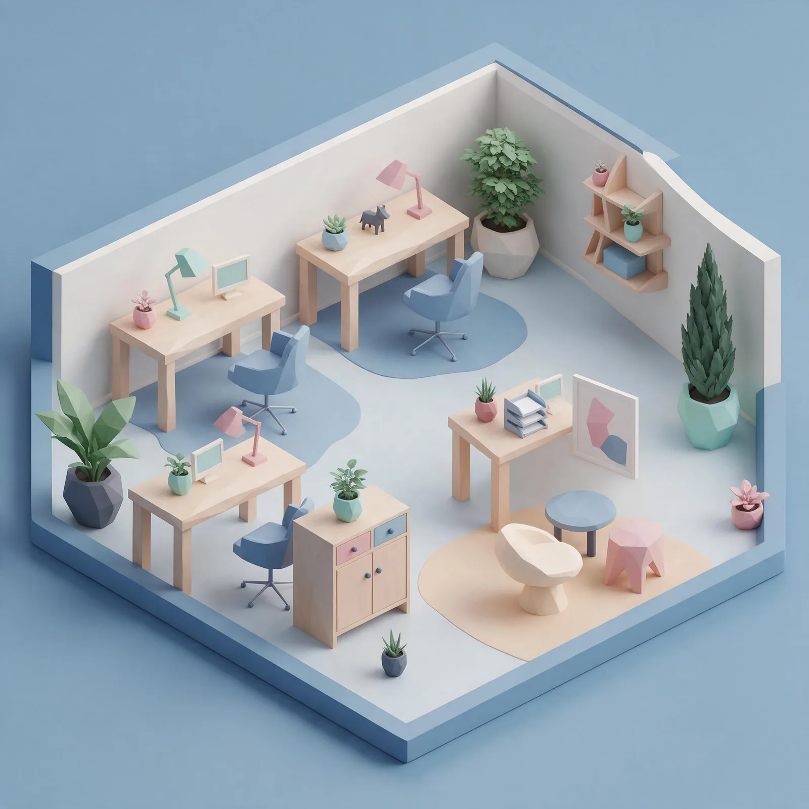 Seedream 5.0 Pro: Isometric Office, seed 2222