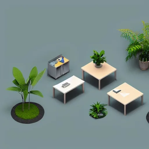 Stable Diffusion 1.5: Isometric Office, seed 1111