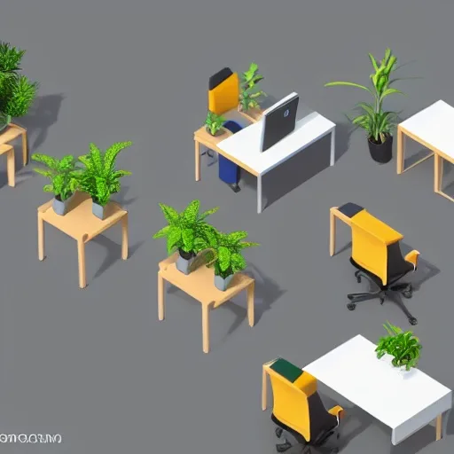 Stable Diffusion 1.5: Isometric Office, seed 3333