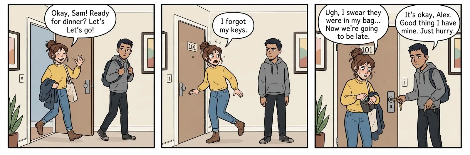Nano Banana 2 Lite: Three-Panel Comic, sample 2