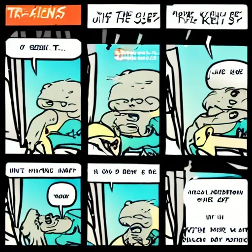 Stable Diffusion 1.5: Three-Panel Comic, seed 3333
