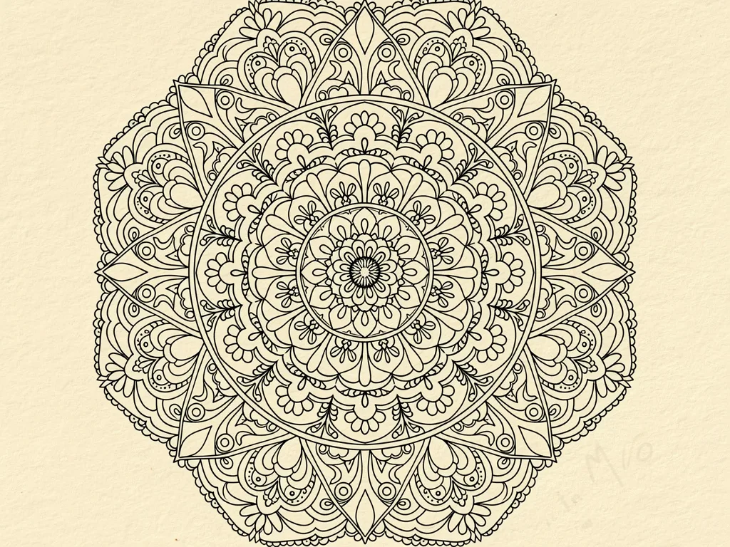 FLUX.2 [pro]: Fine-Line Mandala, seed 3333