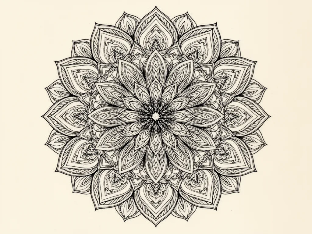 FLUX.2 [dev] Turbo: Fine-Line Mandala, seed 2222