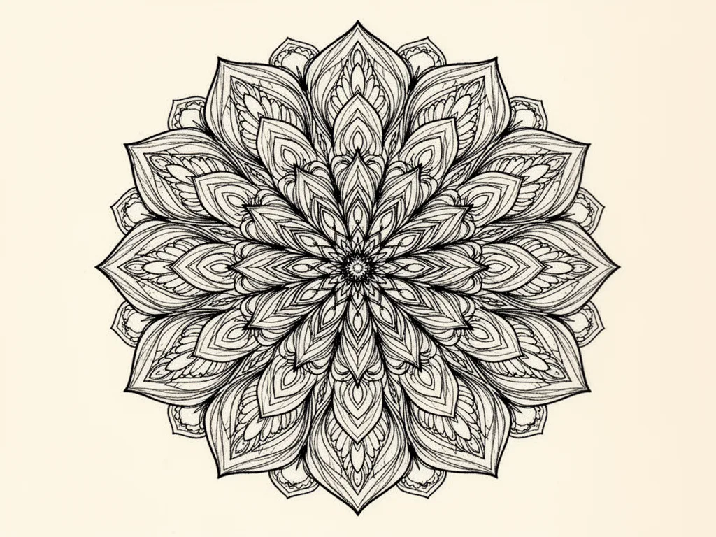 FLUX.2 [dev] Turbo: Fine-Line Mandala, seed 3333