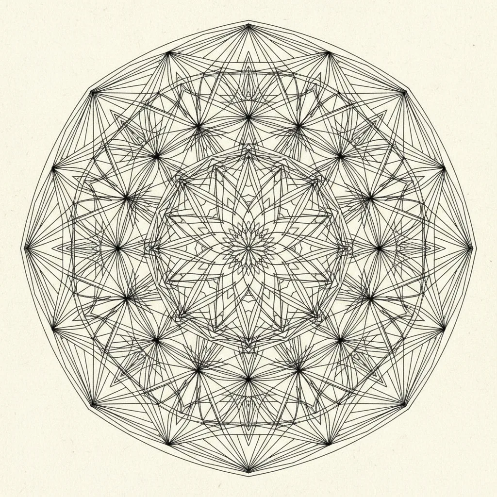 Gemini 2.5 Flash Image: Fine-Line Mandala, sample 2