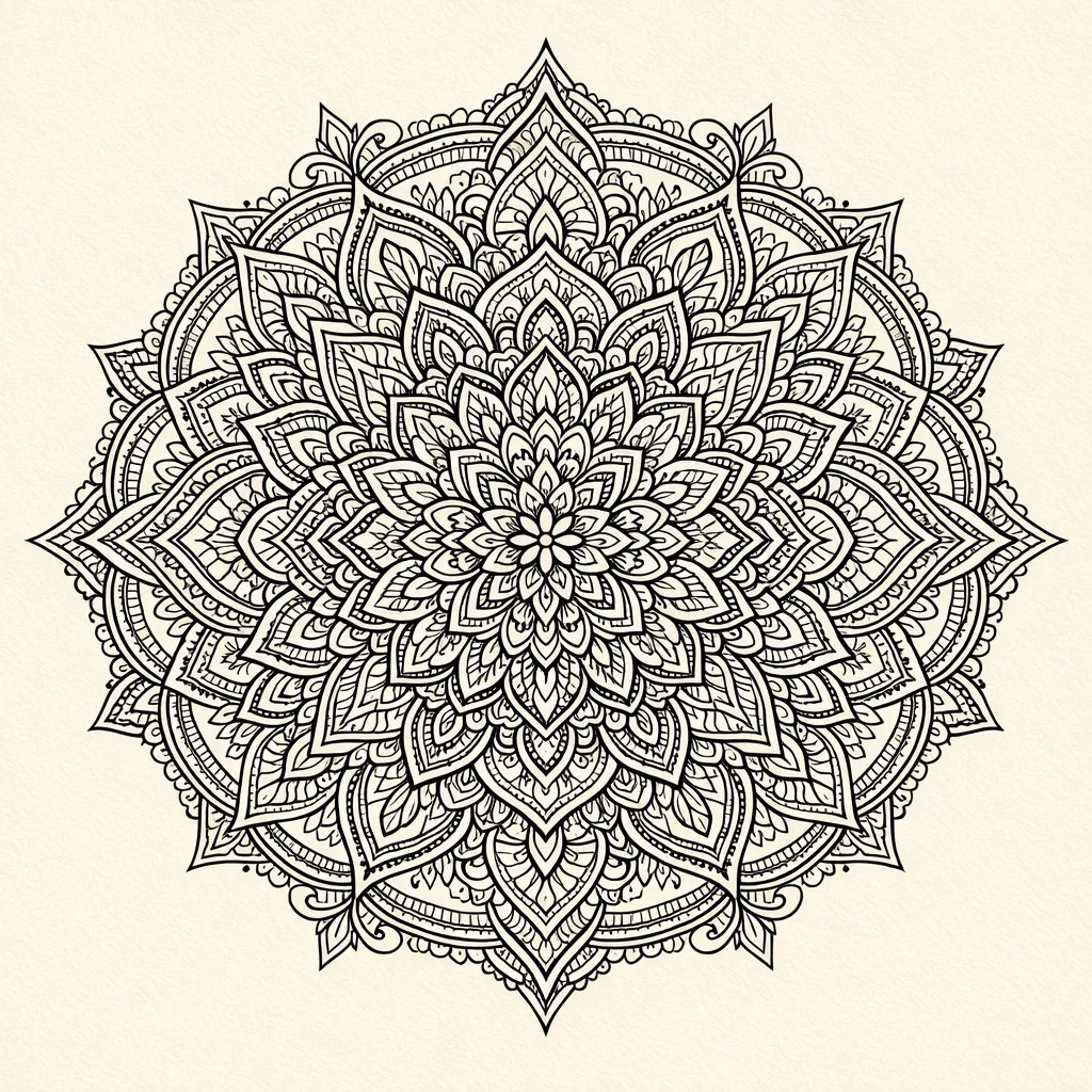 GPT Image 1.5: Fine-Line Mandala, sample 2