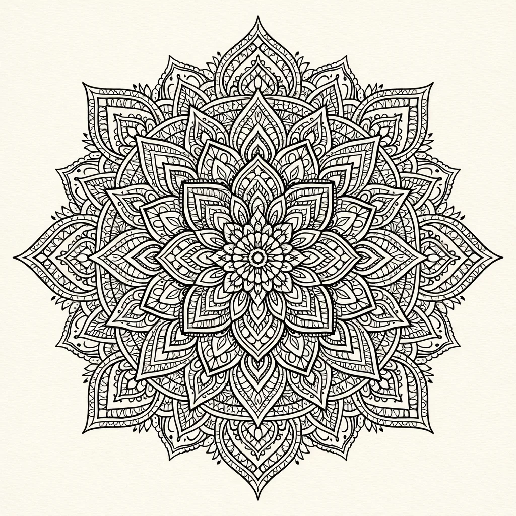 GPT Image 1.5: Fine-Line Mandala, sample 3