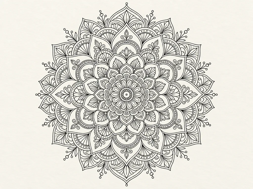 GPT Image 2.5 Sunburst: Fine-Line Mandala, sample 3