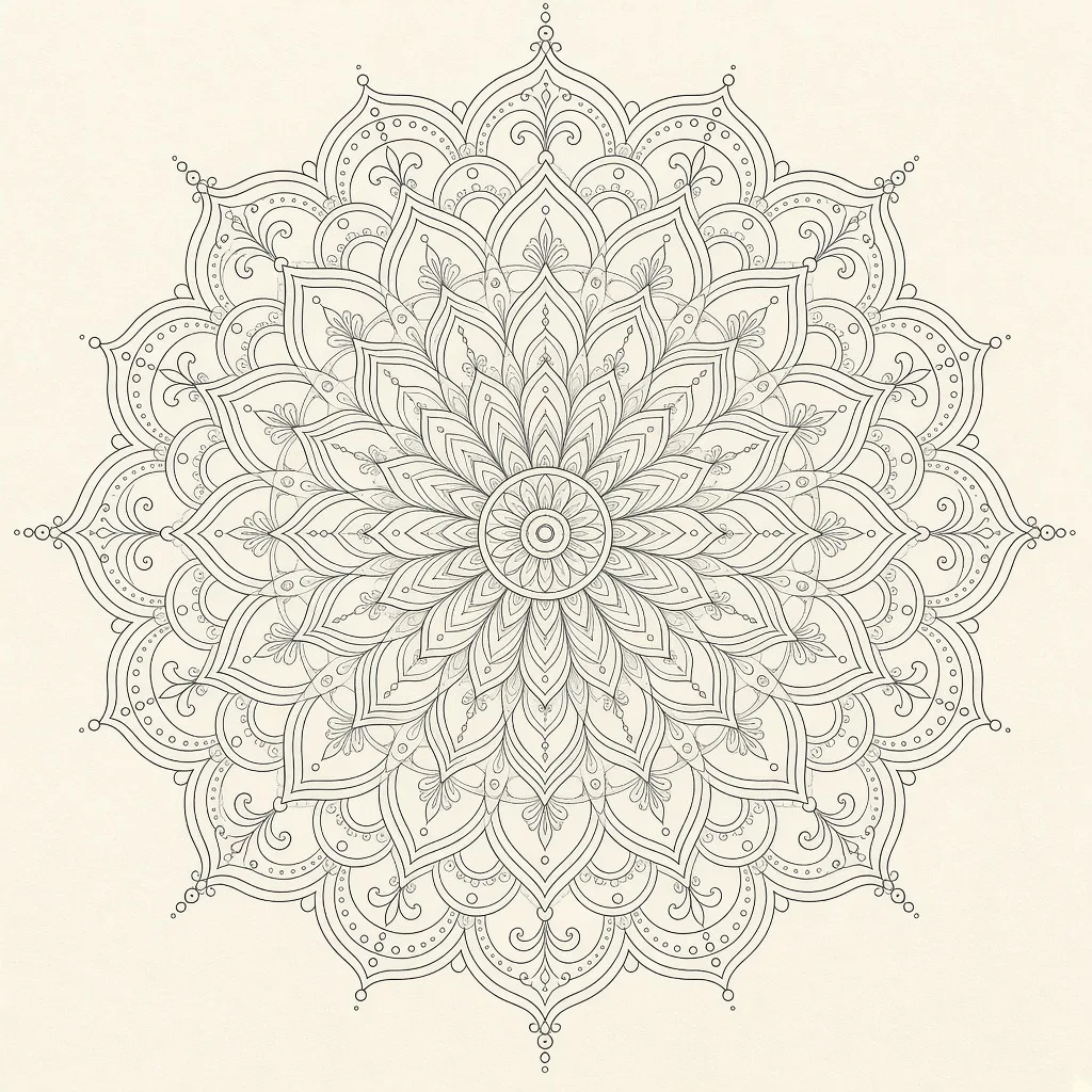 Grok Imagine Image 2.0: Fine-Line Mandala, sample 1