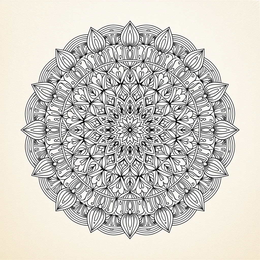 Ideogram 3.0: Fine-Line Mandala, seed 3333