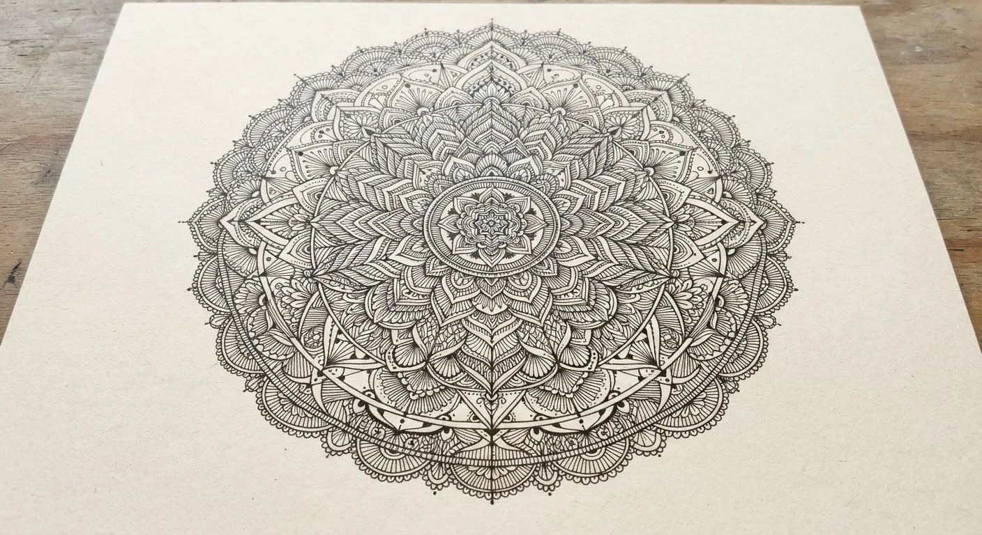 Nano Banana 2 Lite: Fine-Line Mandala, sample 1