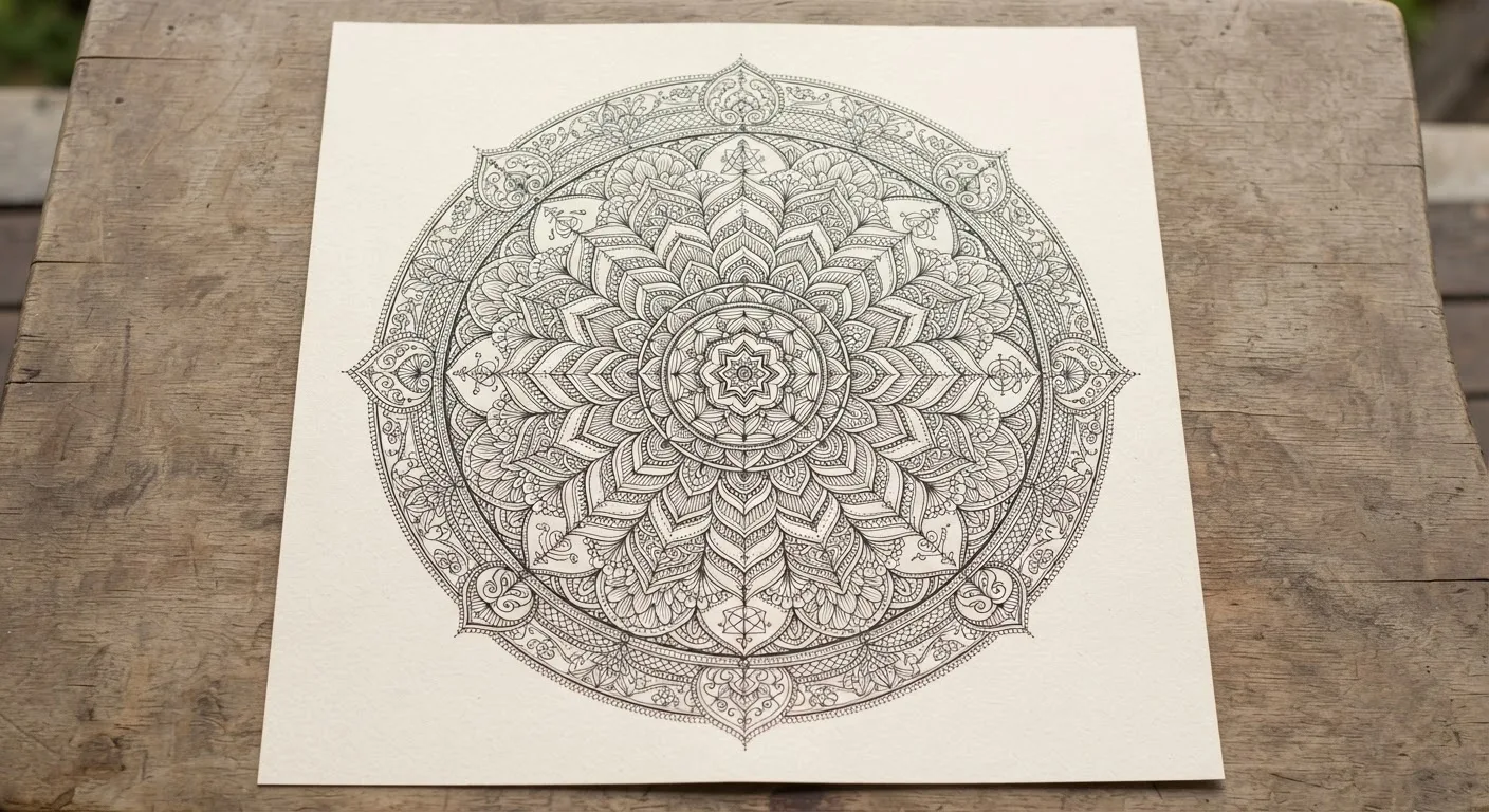 Nano Banana 2 Lite: Fine-Line Mandala, sample 2