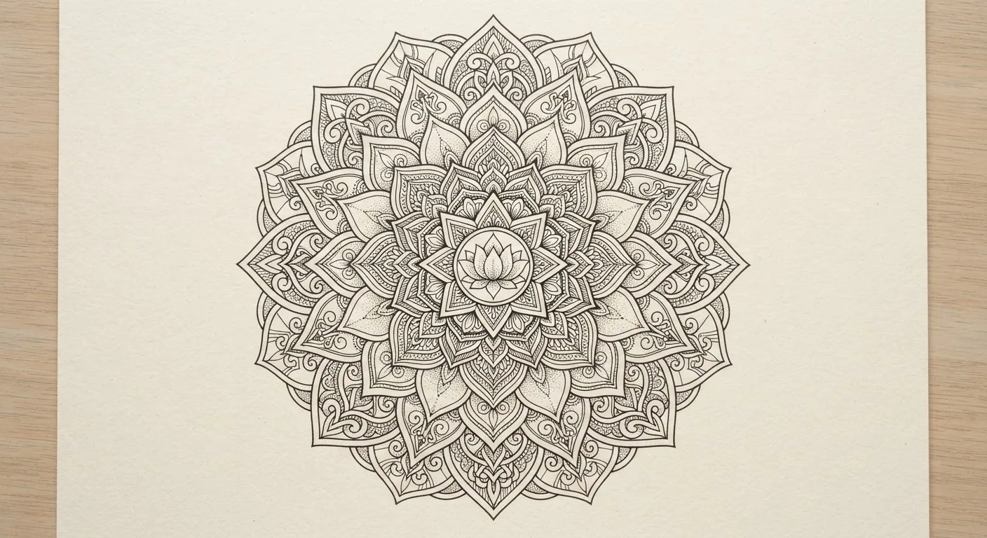 Nano Banana 2 Lite: Fine-Line Mandala, sample 3