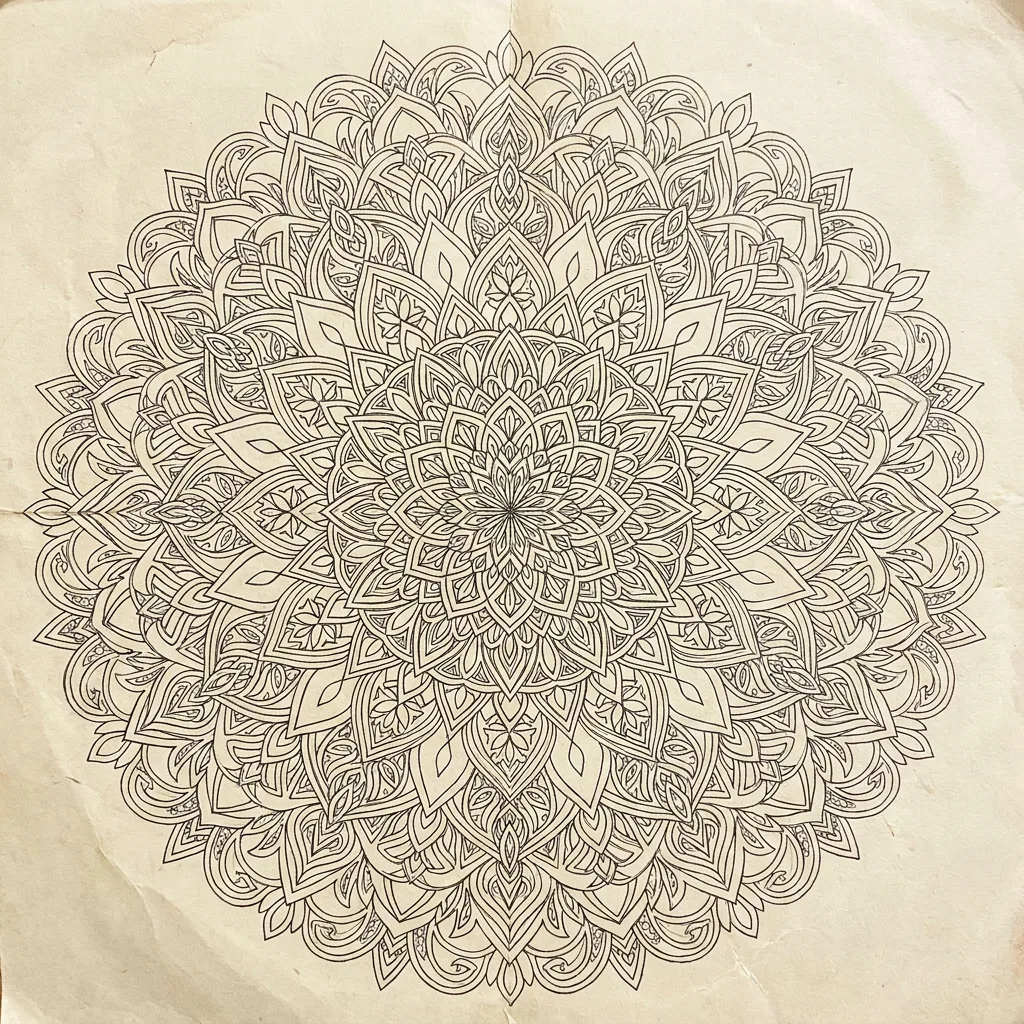 Nano Banana Pro: Fine-Line Mandala, sample 1