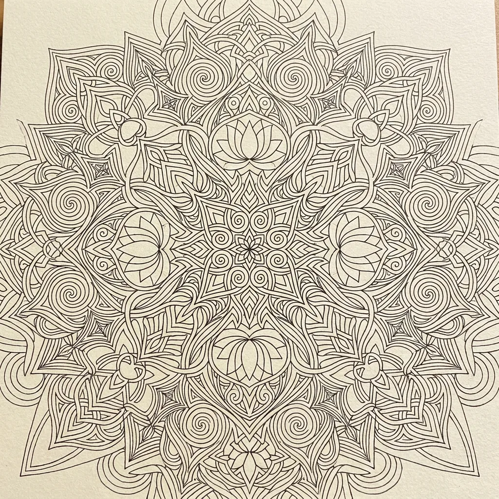 Nano Banana Pro: Fine-Line Mandala, sample 2
