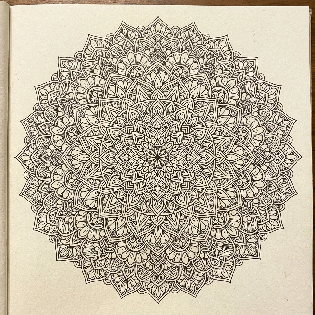 Nano Banana Pro: Fine-Line Mandala, sample 3