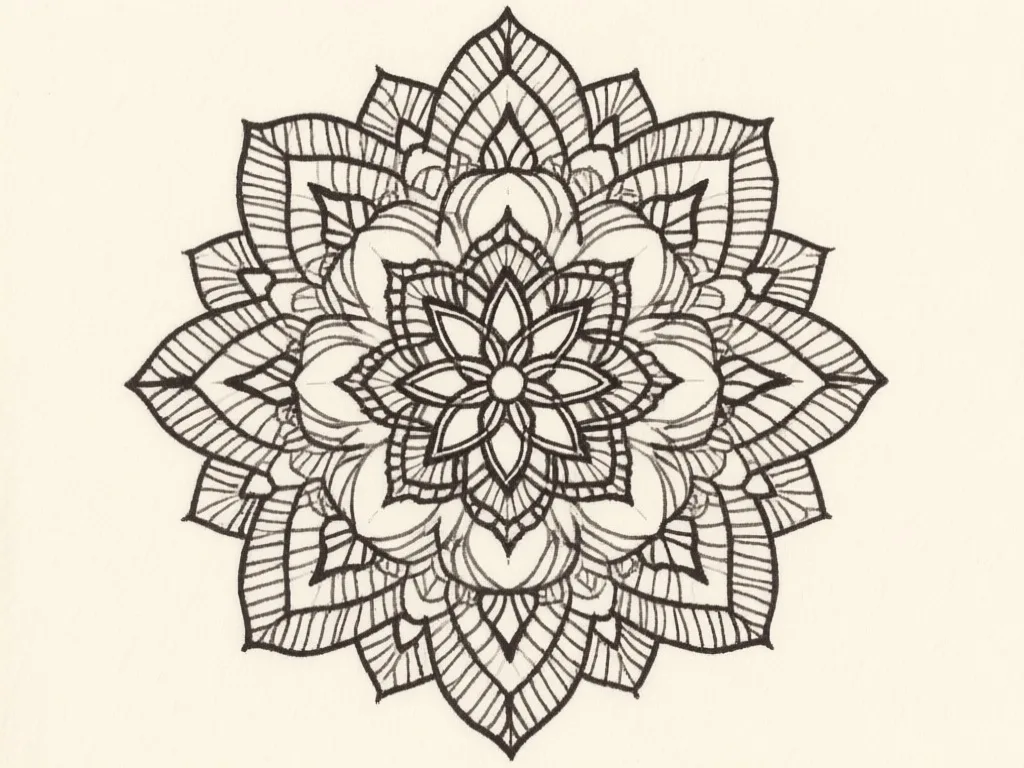 Qwen-Image: Fine-Line Mandala, seed 1111