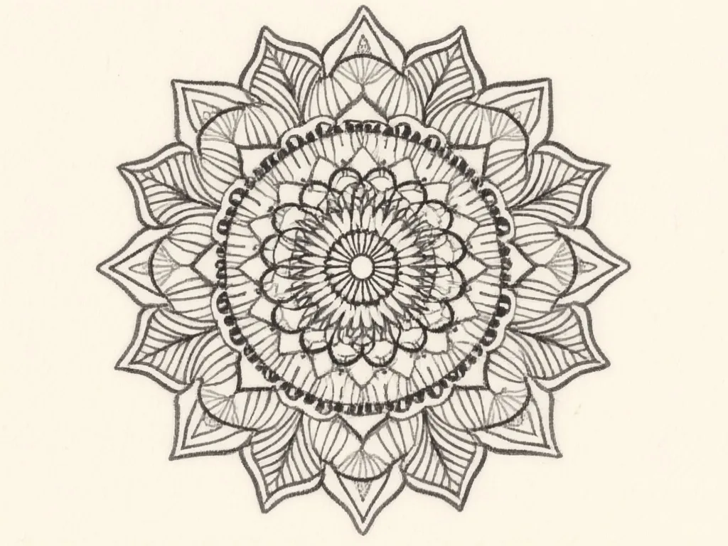 Qwen-Image: Fine-Line Mandala, seed 2222