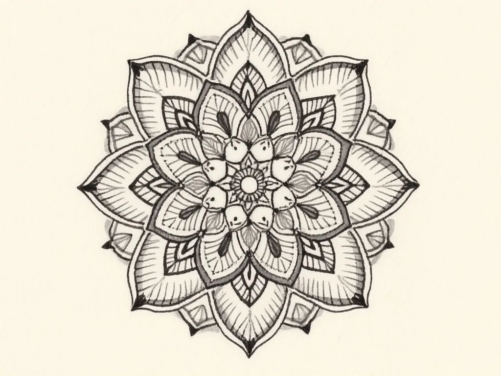 Qwen-Image: Fine-Line Mandala, seed 3333