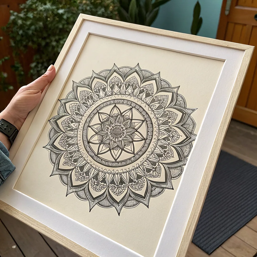 Recraft V3: Fine-Line Mandala, seed 2222