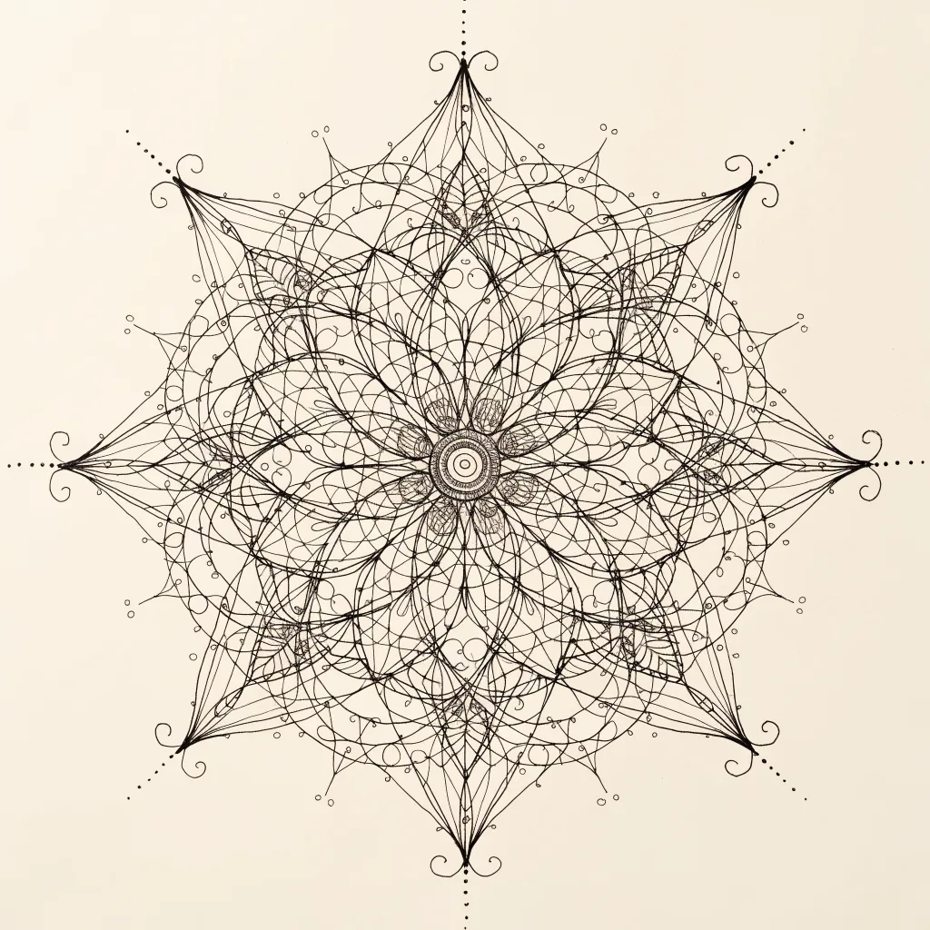 Recraft V4.1: Fine-Line Mandala, sample 1