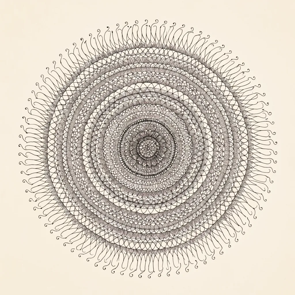 Recraft V4.1: Fine-Line Mandala, sample 3