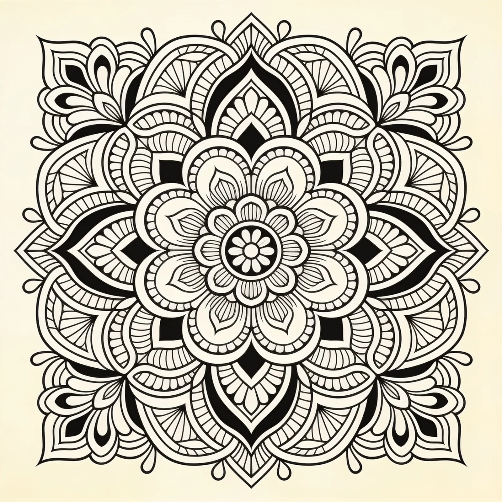 Seedream 4.5: Fine-Line Mandala, seed 1111