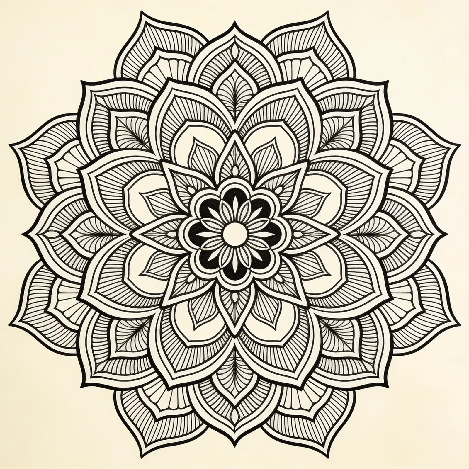 Seedream 4.5: Fine-Line Mandala, seed 2222