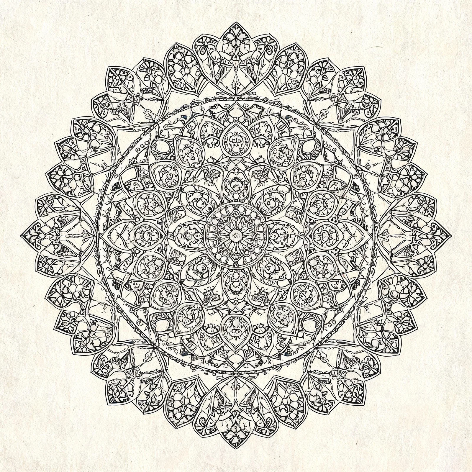 Seedream 5.0 Lite: Fine-Line Mandala, seed 1111